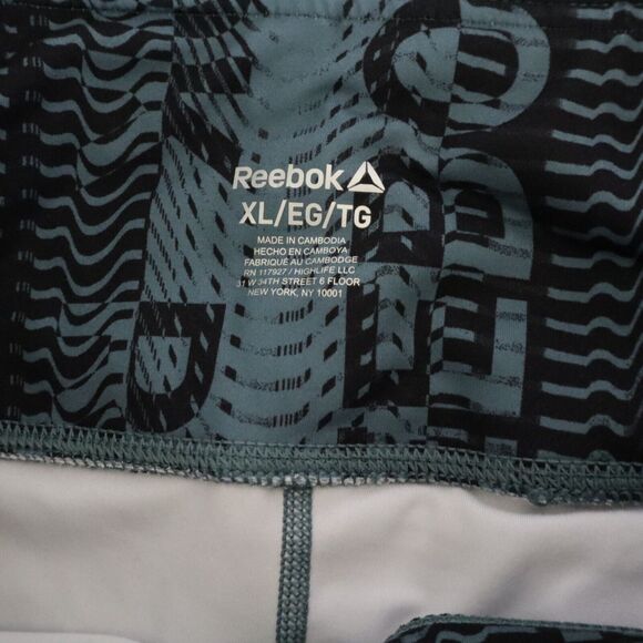 Reebok Blue Black Printed Athletic Fitted Legging Pants Size XL Extra Large - Picture 4 of 4